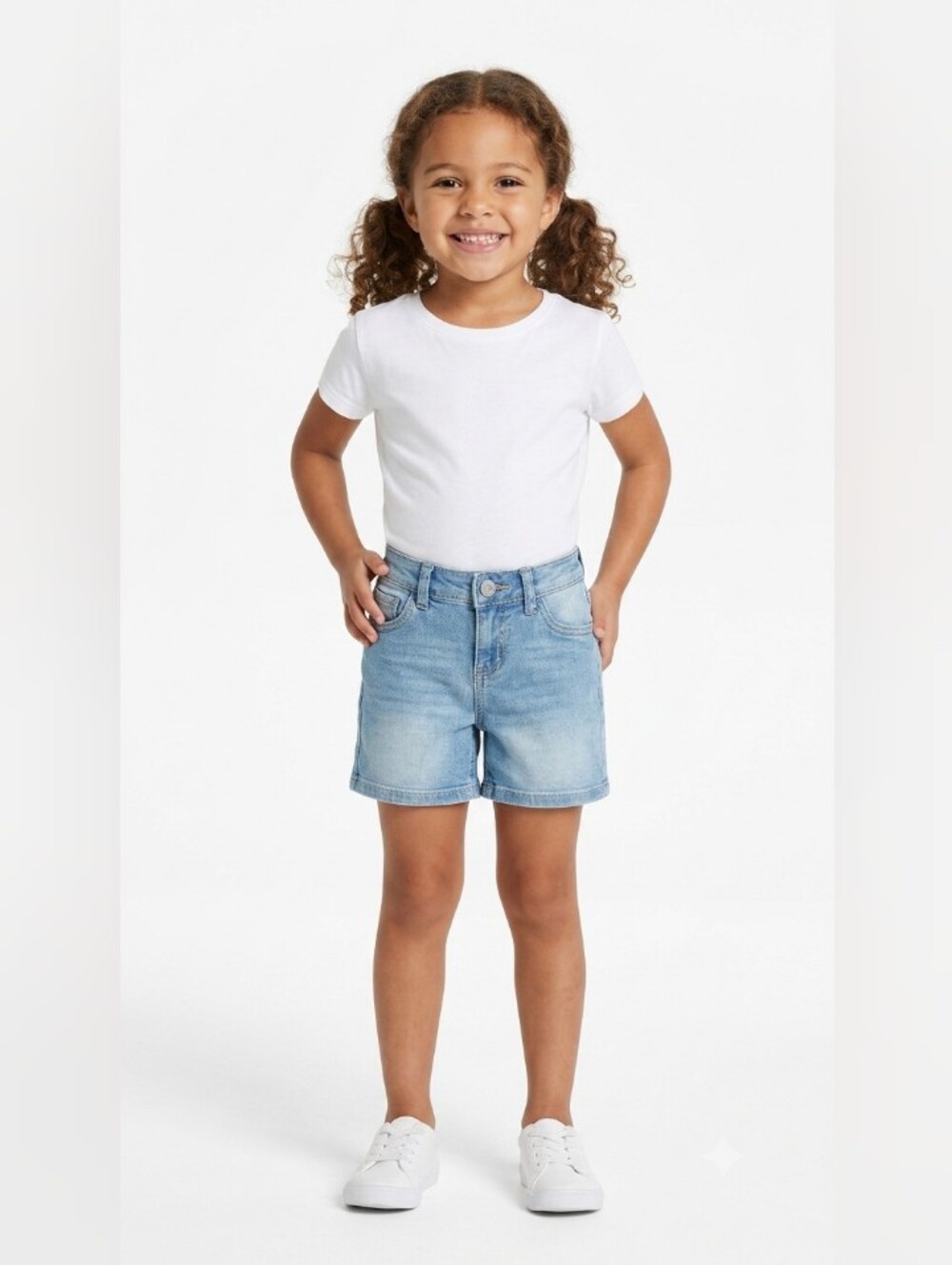 Kids Light Wash Denim Shorts - Blue Sz10